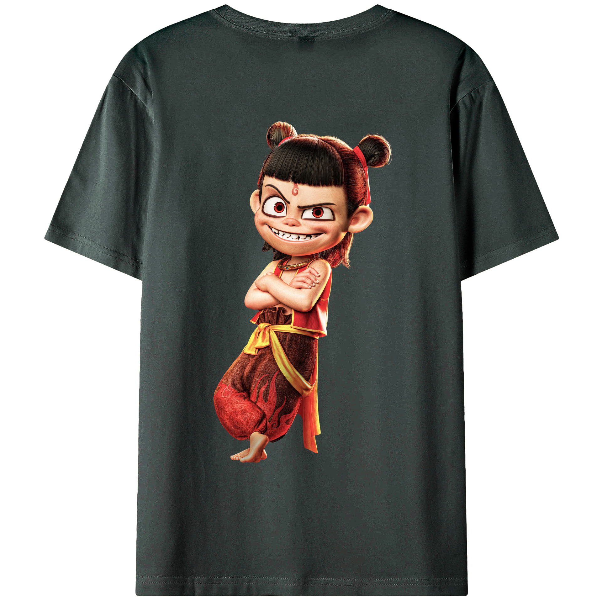 （画像用） Ne Zha 2 ナタ 魔童の大暴れ 綿100％ メンズ半袖Tシャツ（バックプリント） 通気性